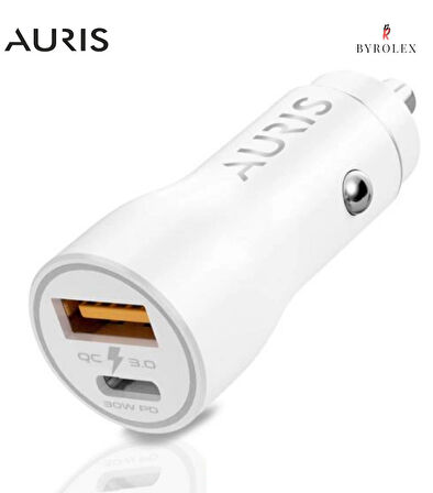 ARAÇ İÇİ 30W USB-C + USB GİRİŞLİ HIZLI OTO ŞARJ BAŞLIĞI