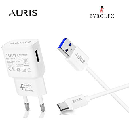 AURIS EV TİPİ 3.1A USB / TYPE-C BEYAZ HIZLI ŞARJ CİHAZI TAKIMI