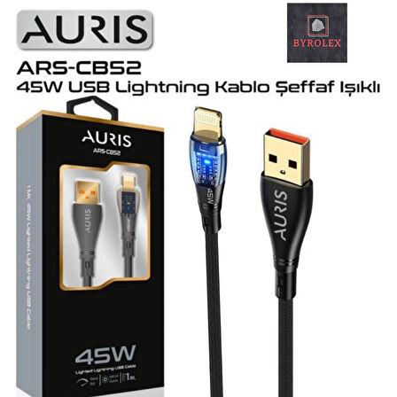 45W USB / LİGHTİNG ( İPHONE ) ŞEFAF IŞIKLI ŞARJ VE DATA KABLOSU