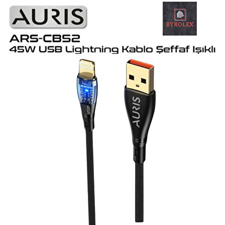 45W USB / LİGHTİNG ( İPHONE ) ŞEFAF IŞIKLI ŞARJ VE DATA KABLOSU