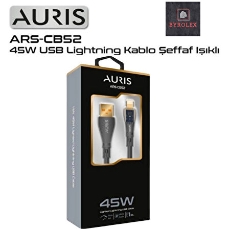 45W USB / LİGHTİNG ( İPHONE ) ŞEFAF IŞIKLI ŞARJ VE DATA KABLOSU