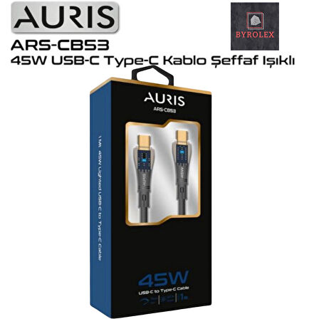 45W USB-C / TYPE-C ŞEFAF IŞIKLI ŞARJ VE DATA KABLOSU