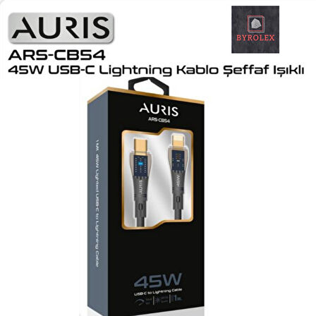 45W USB-C / LİGHTİNG ( İPHONE ) ŞEFAF IŞIKLI ŞARJ VE DATA KABLOSU