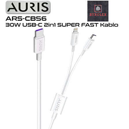 30W USB / LİGHTİNG + TYPE-C 2 in 1 SÜPER HIZLI ŞARJ VE DATA KABLOSU