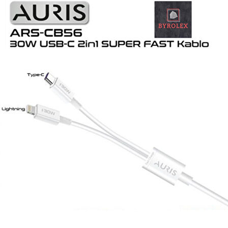 30W USB / LİGHTİNG + TYPE-C 2 in 1 SÜPER HIZLI ŞARJ VE DATA KABLOSU