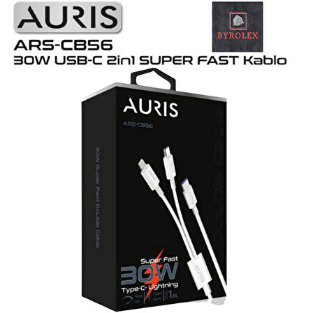 30W USB / LİGHTİNG + TYPE-C 2 in 1 SÜPER HIZLI ŞARJ VE DATA KABLOSU