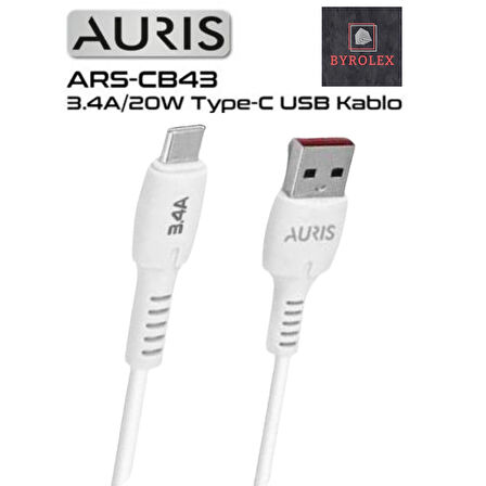 AURIS 3.4A / 20W - USB / TYPE-C ŞARJ VE DATA KABLOSU