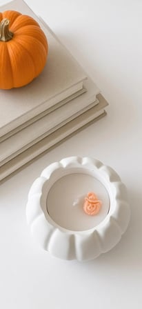 🎃 Kabak Desenli Dekoratif Mum Seti – 3’lü