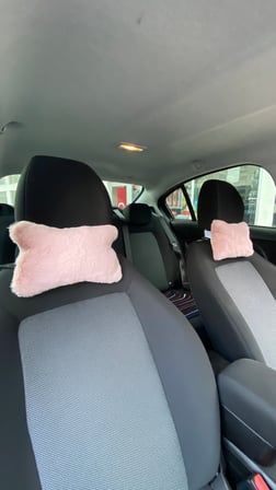 Yumuşak Peluşlu Ortopedik Araba Seyahat Boyun Yastığı 2'li Pudra Pembe
