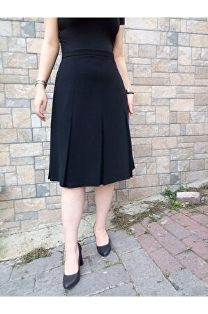 Kısa Büyük Beden Fişekli Astarlı Portoriko Kumaş Kloş Anne Eteği Urun Boy 65 Cm