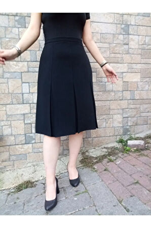 Kısa Büyük Beden Fişekli Astarlı Portoriko Kumaş Kloş Anne Eteği Urun Boy 65 Cm