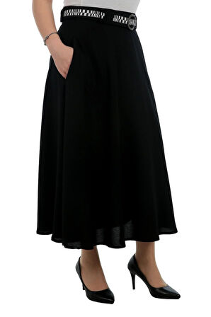 Mevlana Cepli Kemerli Kloş Astarlı Portoriko Kumas Etek