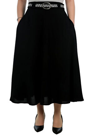 Mevlana Cepli Kemerli Kloş Astarlı Portoriko Kumas Etek