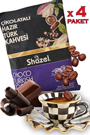 Shazel Çikolatalı Orta Kavrulmuş Öğütülmüş Türk Kahvesi 4x100 gr 
