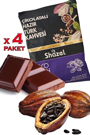 Shazel Çikolatalı Orta Kavrulmuş Öğütülmüş Türk Kahvesi 4x100 gr 