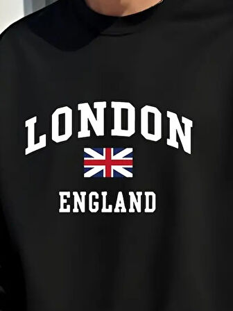 Erkek Uzun Kollu Bisiklet Yaka Yazı Baskılı Iki Iplik Bluz