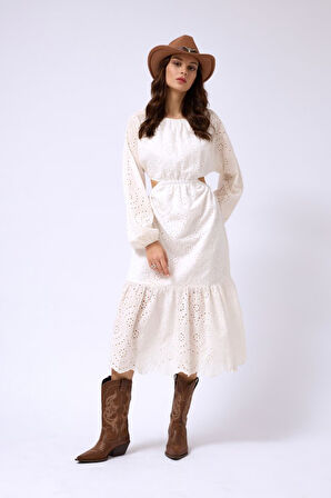 Sırt Dekolteli Brode Elbise