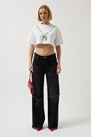 Baskılı Crop T-Shirt