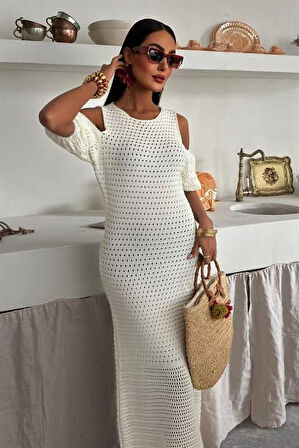 Omuz Detaylı Etek Ücü Püsküllü Triko Elbise 2862