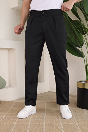 Erkek Duble Paça Yandan Tokalı Cord Desenli Old Money Pantolon