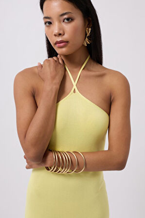 Çapraz Askılı Maxi Elbise