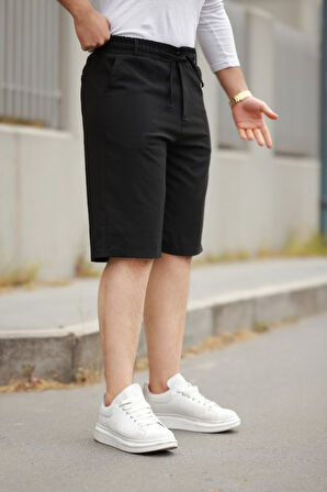 Erkek Beli Bağcıklı Ve Düğmeli Bezayağı Kumaş şort