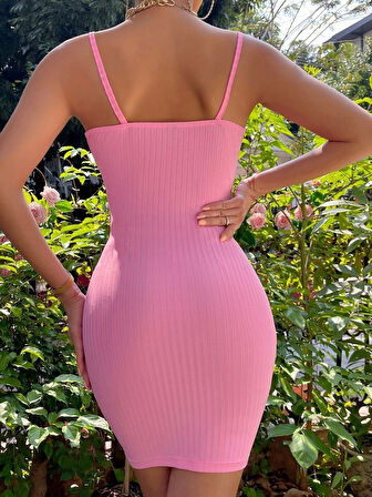 Kadın Askılı Yakası Fırfır Ve Bağlama Detay Kaşkorse Elbise