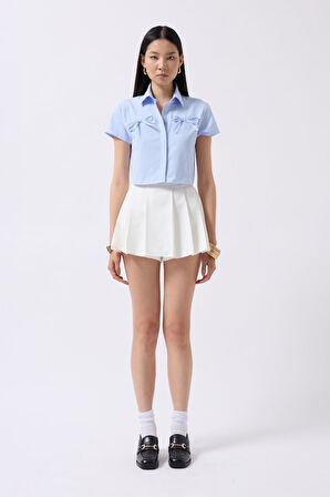 Kurdele Detay Crop Gömlek