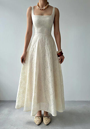 Cuper Çiçek Detaylı Elbise