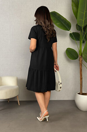 Kadın Kısa Kollu V Yakalı Viskon Elbise