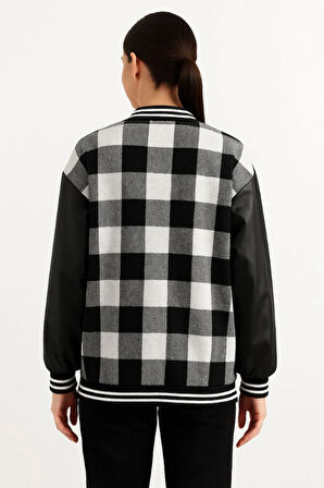 Kolları Suni Deri Içi Astarlı Oduncu Kolej Içi Ceket - Gri