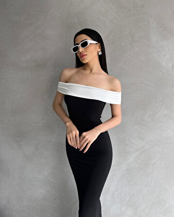 Kadın Madonna Yaka Maxı Boy Elbıse