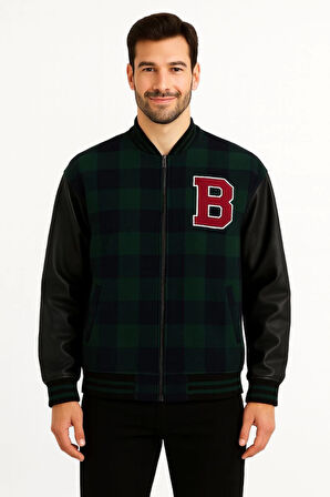 Kolları Suni Deri Içi Astarlı Oduncu Kolej Içi Ceket - Haki