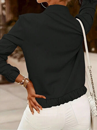 Kadın Uzun Kollu önden Fermuarlı Modal Ceket