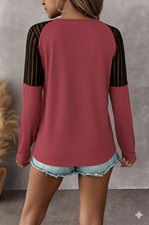 Kadın Uzun Kollu Yakadan Fermuarlı Viskon Bluz