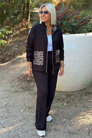 Kadın Uzun Kollu Lepoar Cep Detay Modal Kumaş Ikili Takım