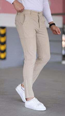 Erkek Slim Fit Likralı Gabardin Pantolon