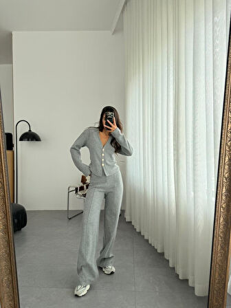 Selanik Kumaş Ön Düğmeli Ceket Çımalı PantolunTakım