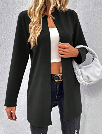 Kadın Uzun Kollu önü Açık Uzun Modal Ceket