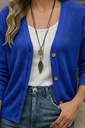 Düğme Detay Triko Bluz