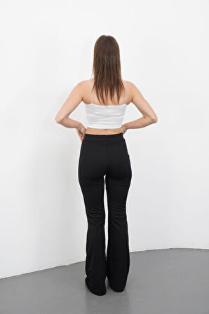 Kadın Yüksek Bel Krep Kumaş Bol Paça Pantolon