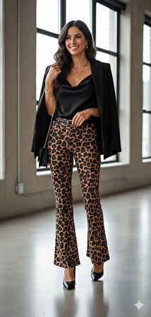 Kadın Yüksek Bel Krep Kumaş Bol Paça Pantolon