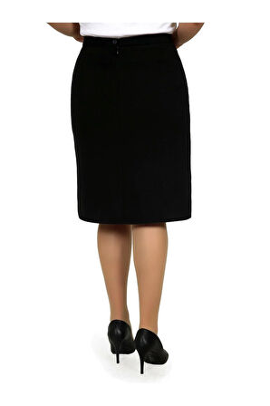 Kısa, Diz Üstünden Yırmaçlı Portoriko Kumaş Kalem Etek Etek Boy 55 Cm