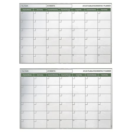 BiiShe® Manyetik Yapışkanlı Bir Aylık Program Planlayıcı Takvim 85x56 cm