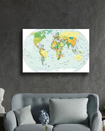 Dünya Haritası 4 Cam Tablo