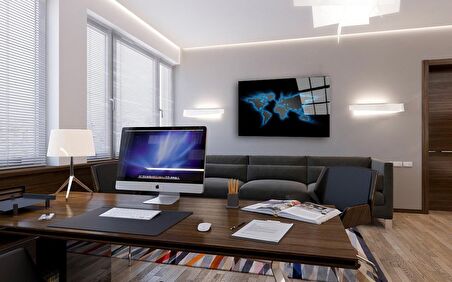 Dünya Haritası 37 Cam Tablo