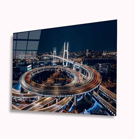 Şehir Manzarası Cam Tablo 4mm Dayanıklı Temperli Cam