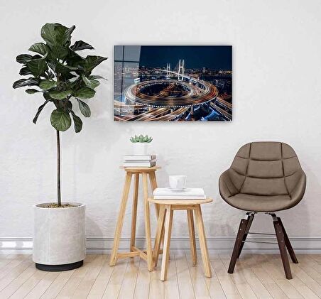Şehir Manzarası Cam Tablo 4mm Dayanıklı Temperli Cam