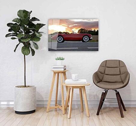 Kırmızı Araba Cam Tablo 4mm Dayanıklı Temperli Cam