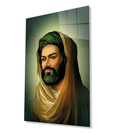 Hz. Ali Dini İslami Cam Tablo Ev ve Ofis Duvar Dekoru Hediyelik Büyük Tablo Dayanıklı Cam